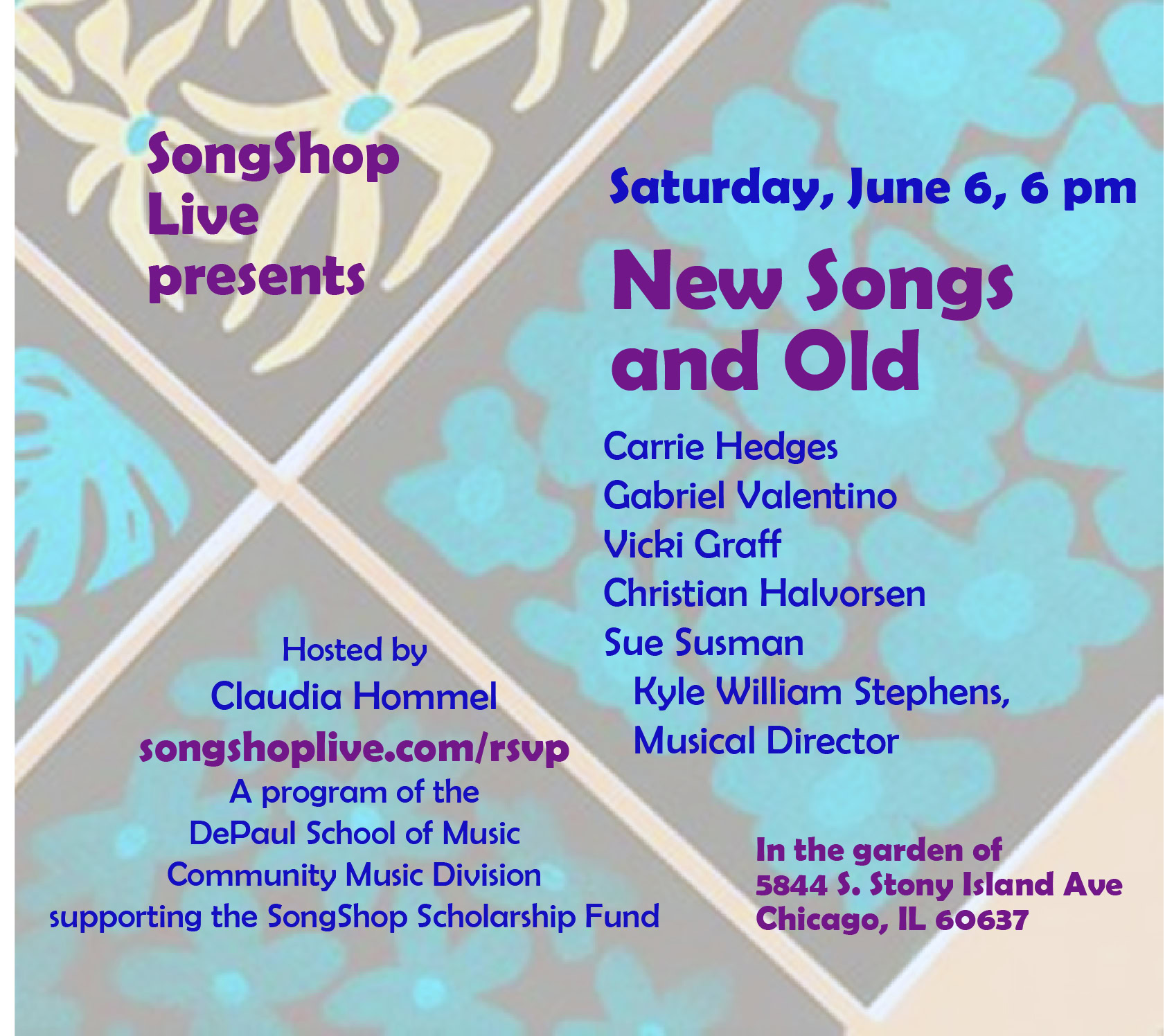 June 6, SongShop Live - New Songs and Old